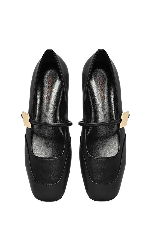 Kadın Siyah Toka Detaylı Deri Babet 24WFD230118 - Görsel 8