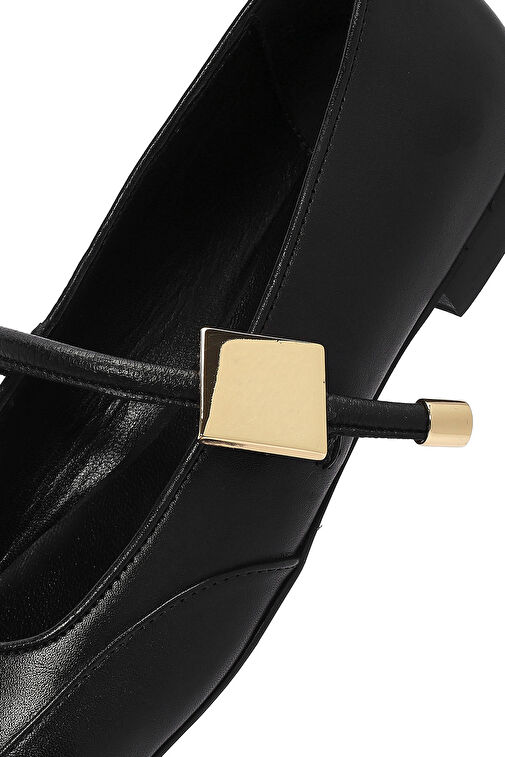 Kadın Siyah Toka Detaylı Deri Babet 24WFD230118 - Görsel 9