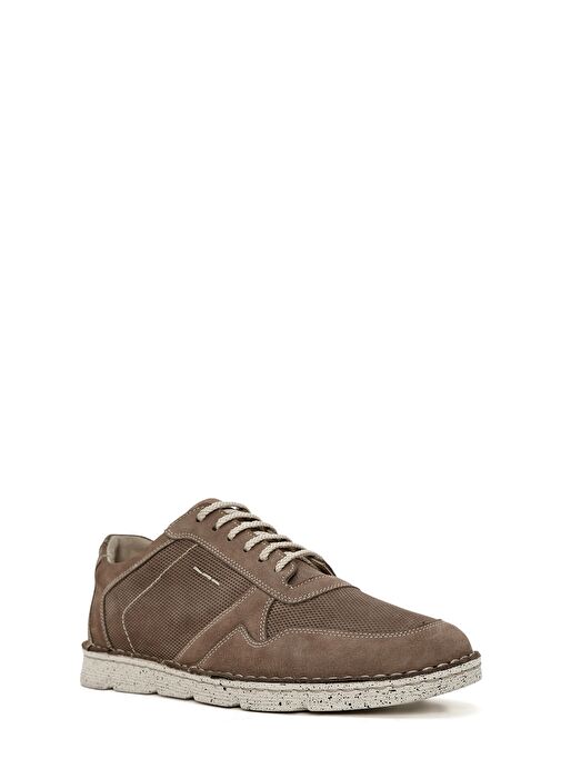 Erkek Bej Bağcıklı Nubuk Deri Comfort Casual Ayakkabı 25SFD7113V3 - Görsel 7