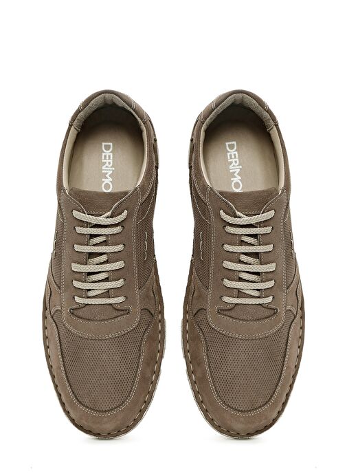 Erkek Bej Bağcıklı Nubuk Deri Comfort Casual Ayakkabı 25SFD7113V3 - Görsel 8