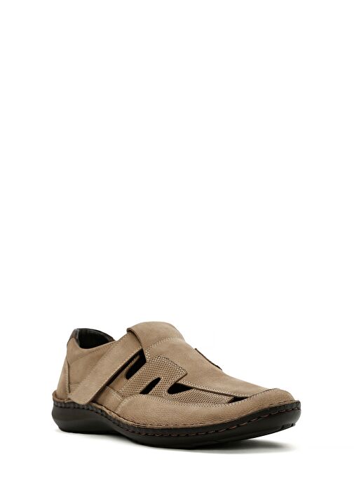 Erkek Bej Nubuk Deri Sandalet 25SFD7114V3 - Görsel 7