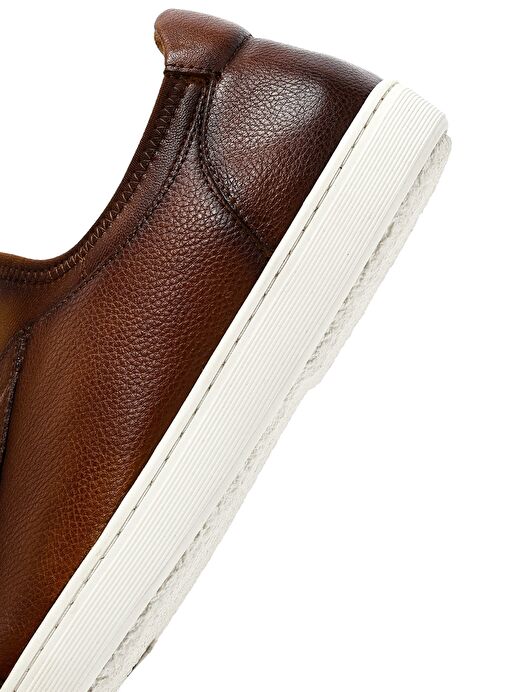 Erkek Kahverengi Deri Sneaker 25SFD691918 - Görsel 9