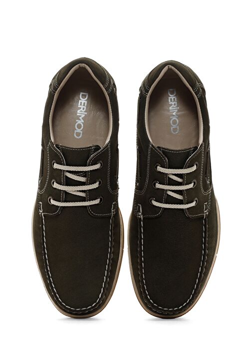 Erkek Haki Bağcıklı Nubuk Deri Casual Ayakkabı 25SFD7101V3 - Görsel 7