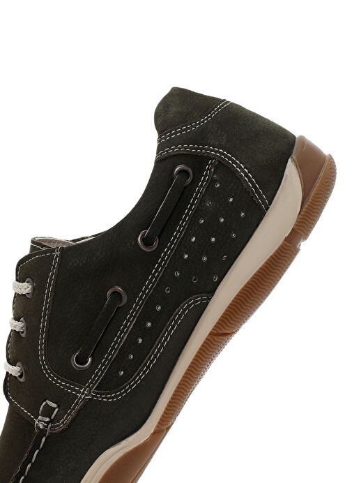 Erkek Haki Bağcıklı Nubuk Deri Casual Ayakkabı 25SFD7101V3 - Görsel 8