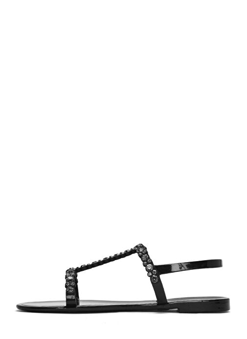 Kadın Siyah Jelly Arkadan Tokalı Taşlı Sandalet 25SFE4927PV - Görsel 3