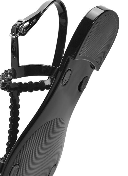 Kadın Siyah Jelly Arkadan Tokalı Taşlı Sandalet 25SFE4927PV - Görsel 9