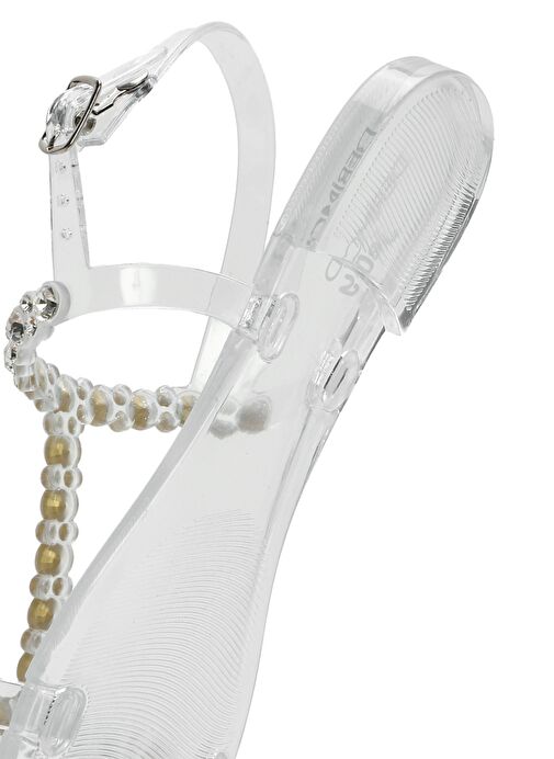 Kadın Şeffaf Jelly Arkadan Tokalı Taşlı Sandalet 25SFE4927PV - Görsel 9