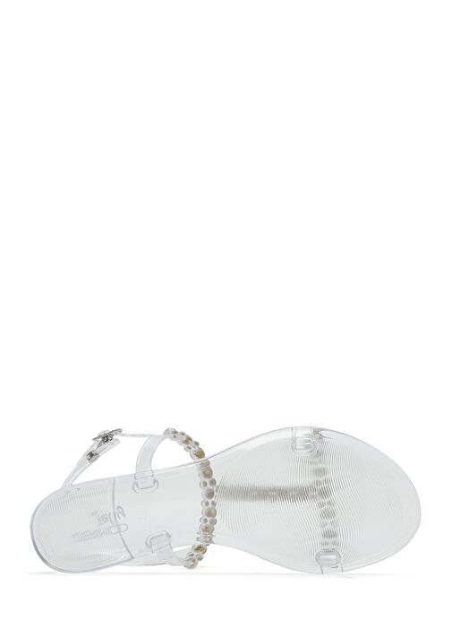 Kadın Şeffaf Jelly Arkadan Tokalı Taşlı Sandalet 25SFE4927PV - Görsel 5