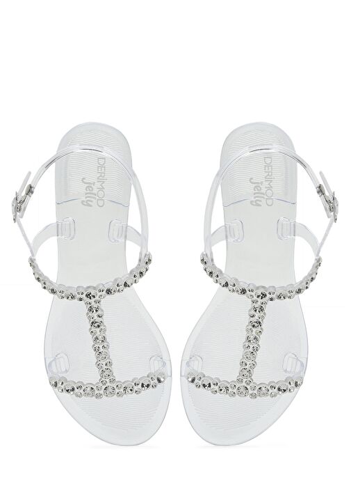 Kadın Şeffaf Jelly Arkadan Tokalı Taşlı Sandalet 25SFE4927PV - Görsel 8