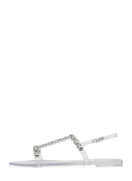 Kadın Şeffaf Jelly Arkadan Tokalı Taşlı Sandalet 25SFE4927PV - Görsel 3