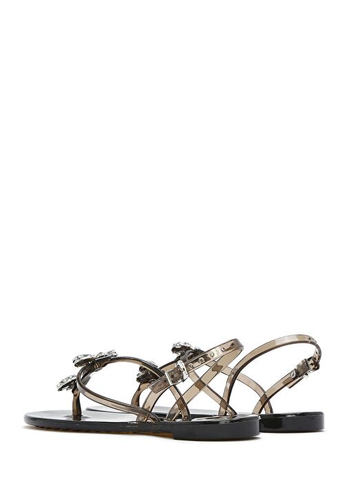 Kadın Siyah Jelly Arkadan Tokalı Taşlı Sandalet 25SFE4928PV - Görsel 6