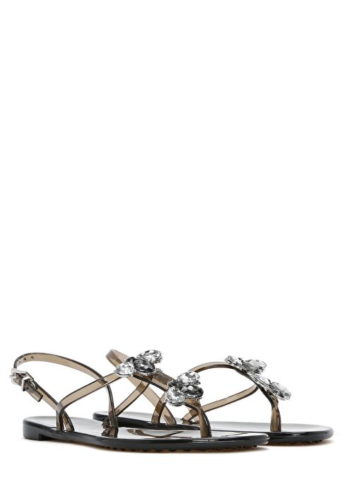 Kadın Siyah Jelly Arkadan Tokalı Taşlı Sandalet 25SFE4928PV - Görsel 4