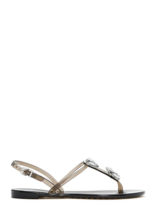 Kadın Siyah Jelly Arkadan Tokalı Taşlı Sandalet 25SFE4928PV - Görsel 2