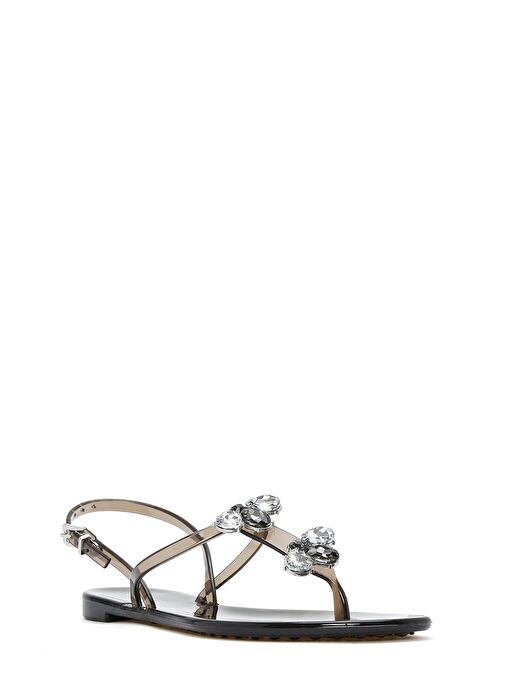 Kadın Siyah Jelly Arkadan Tokalı Taşlı Sandalet 25SFE4928PV - Görsel 7