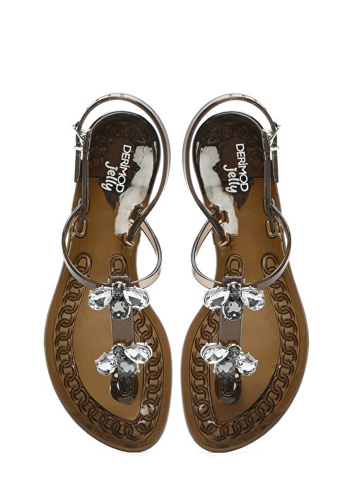 Kadın Siyah Jelly Arkadan Tokalı Taşlı Sandalet 25SFE4928PV - Görsel 8