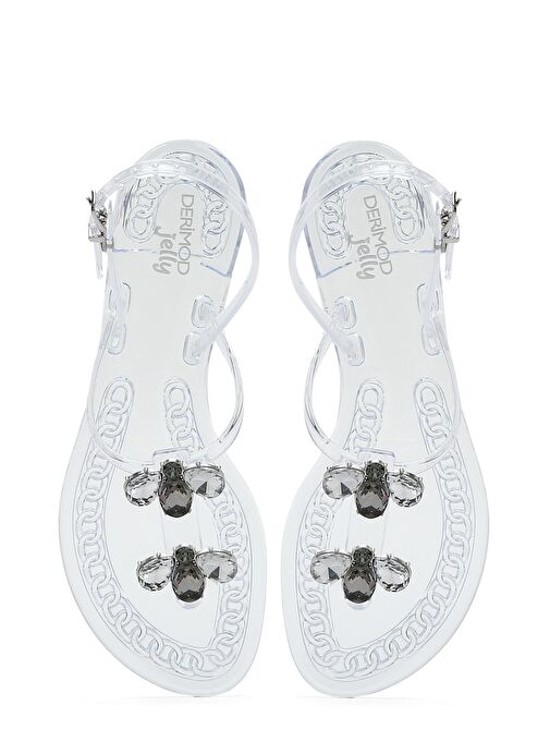 Kadın Şeffaf Jelly Arkadan Tokalı Taşlı Sandalet 25SFE4928PV - Görsel 8