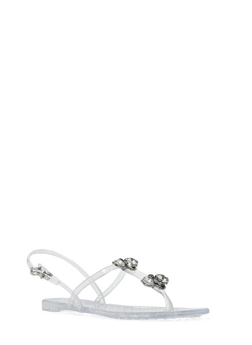 Kadın Şeffaf Jelly Arkadan Tokalı Taşlı Sandalet 25SFE4928PV - Görsel 7