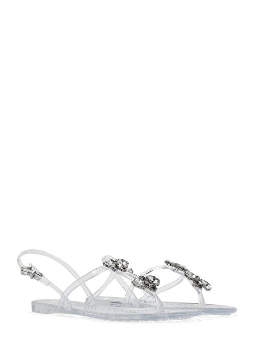 Kadın Şeffaf Jelly Arkadan Tokalı Taşlı Sandalet 25SFE4928PV - Görsel 4