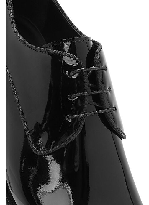 Erkek Siyah Bağcıklı Rugan Deri Klasik Ayakkabı 25SFD740716 - Görsel 9