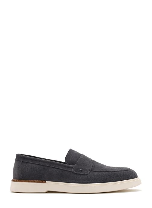 Erkek Gri Süet Deri Casual Loafer 25SFD750210 - Görsel 2