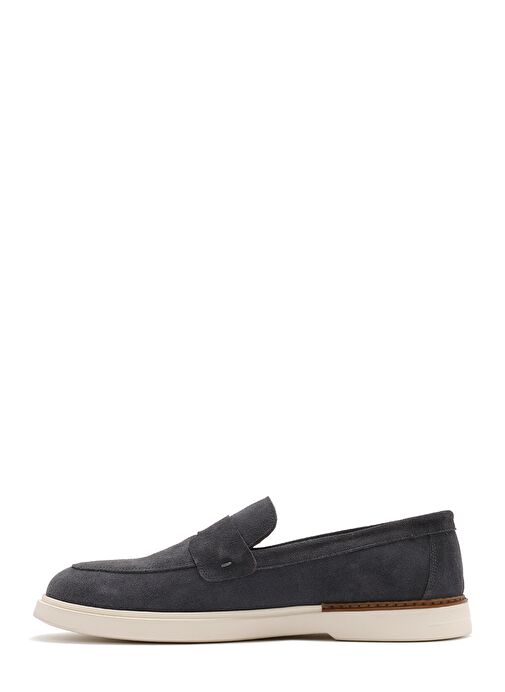 Erkek Gri Süet Deri Casual Loafer 25SFD750210 - Görsel 3