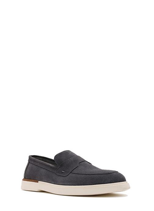 Erkek Gri Süet Deri Casual Loafer 25SFD750210 - Görsel 7
