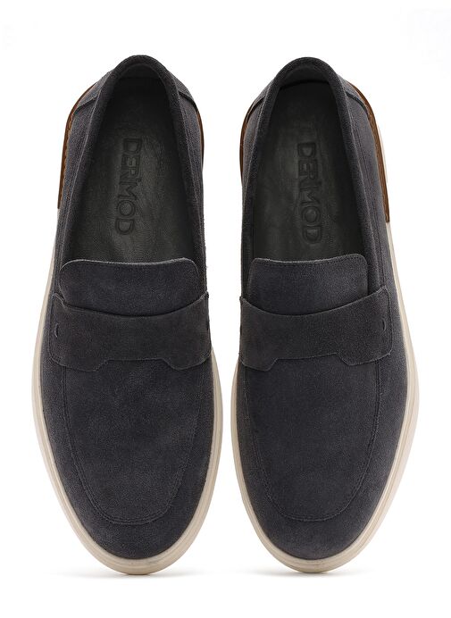 Erkek Gri Süet Deri Casual Loafer 25SFD750210 - Görsel 8