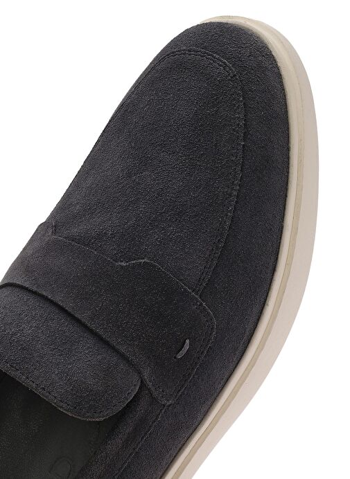 Erkek Gri Süet Deri Casual Loafer 25SFD750210 - Görsel 9