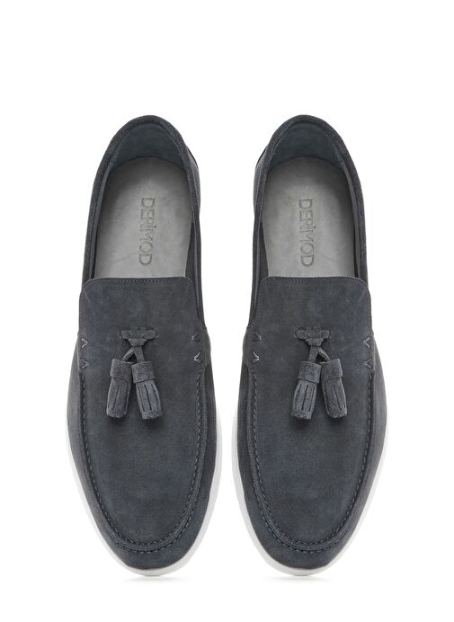 Erkek Gri Püsküllü Süet Deri Casual Loafer 25SFD750310 - Görsel 8