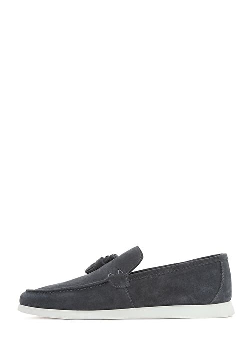 Erkek Gri Püsküllü Süet Deri Casual Loafer 25SFD750310 - Görsel 3