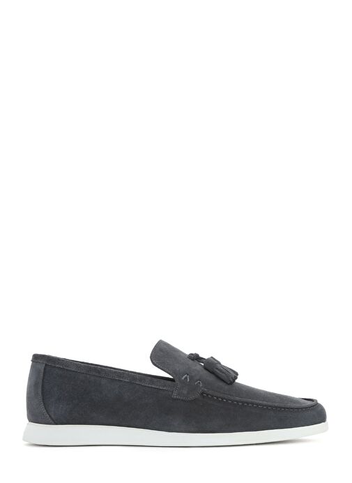 Erkek Gri Püsküllü Süet Deri Casual Loafer 25SFD750310 - Görsel 2