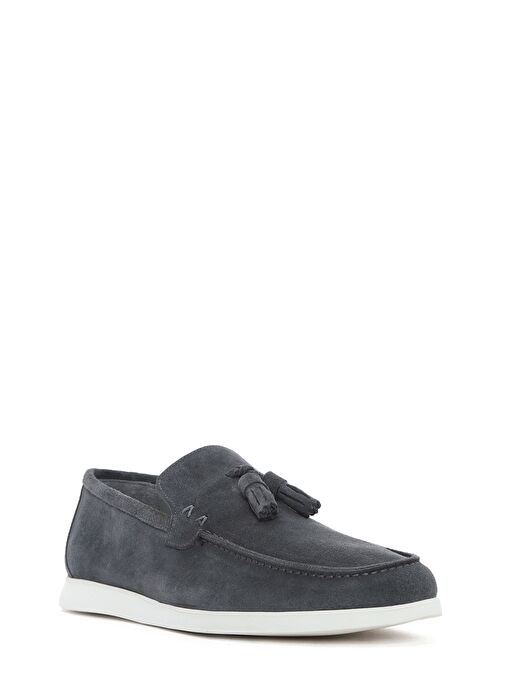 Erkek Gri Püsküllü Süet Deri Casual Loafer 25SFD750310 - Görsel 7