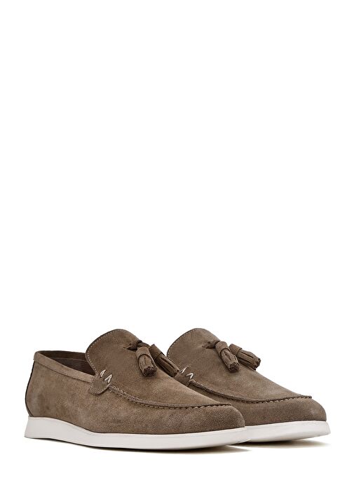 Erkek Bej Püsküllü Süet Deri Casual Loafer 25SFD750310 - Görsel 4