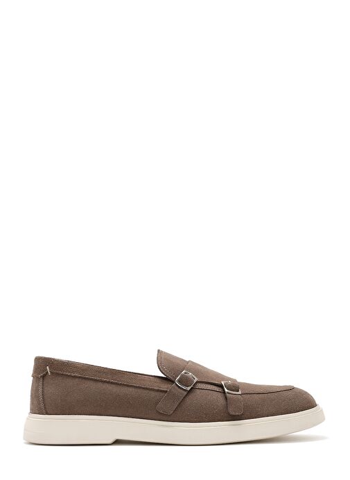 Erkek Bej Çift Tokalı Süet Deri Casual Loafer 25SFD750410 - Görsel 2