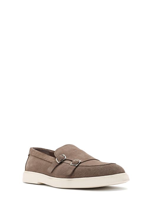 Erkek Bej Çift Tokalı Süet Deri Casual Loafer 25SFD750410 - Görsel 7