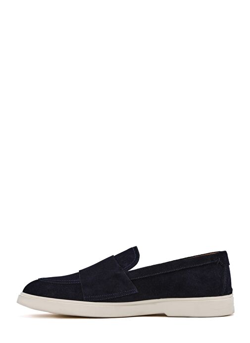 Erkek Lacivert Çift Tokalı Süet Deri Casual Loafer 25SFD750410 - Görsel 3