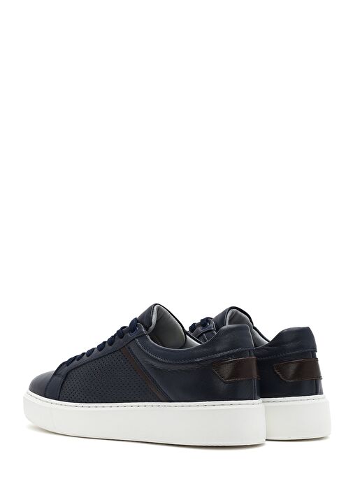 Erkek Lacivert Bağcıklı Deri Sneaker 25SFD750818 - Görsel 6