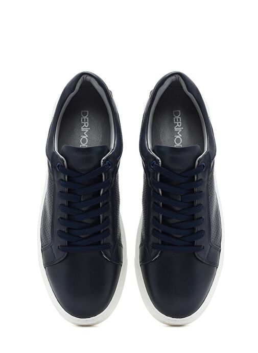 Erkek Lacivert Bağcıklı Deri Sneaker 25SFD750818 - Görsel 8