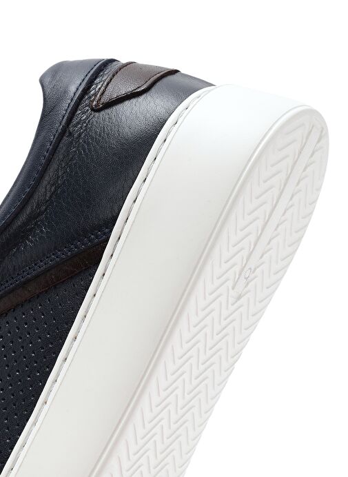 Erkek Lacivert Bağcıklı Deri Sneaker 25SFD750818 - Görsel 9