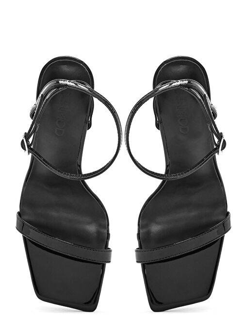 Kadın Siyah Bilekten Bağlamalı Yüksek İnce Topuklu Sandalet 25SFE493716 - Görsel 9