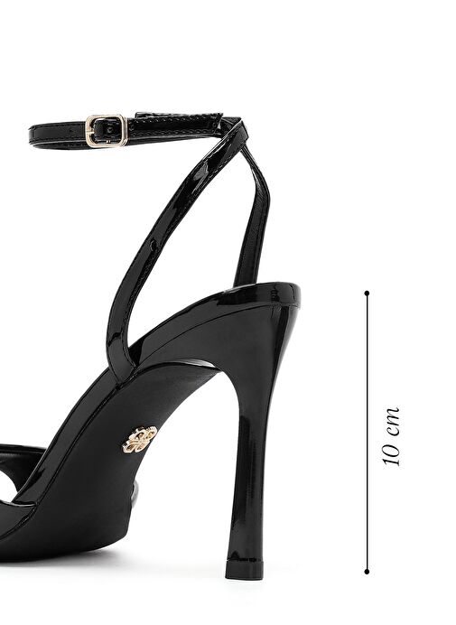Kadın Siyah Bilekten Tokalı Yüksek İnce Topuklu Sandalet 25SFE493616 - Görsel 3