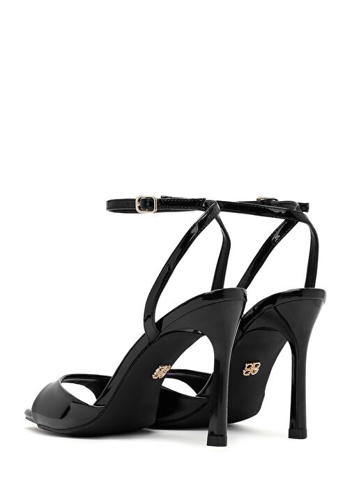 Kadın Siyah Bilekten Tokalı Yüksek İnce Topuklu Sandalet 25SFE493616 - Görsel 7