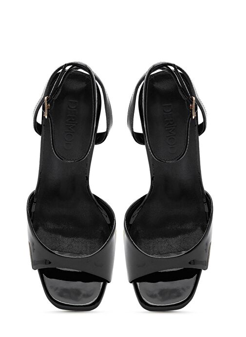 Kadın Siyah Bilekten Tokalı Yüksek İnce Topuklu Sandalet 25SFE493616 - Görsel 9