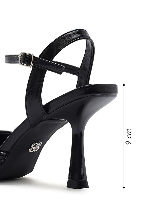 Kadın Siyah Bilekten Tokalı Örgülü İnce Topuklu Ayakkabı 25SFE493214 - Görsel 3