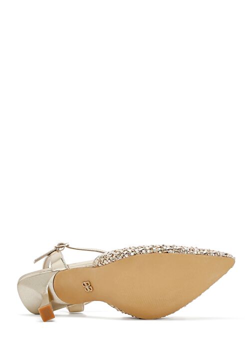 Kadın Altın Bilekten Tokalı Örgülü İnce Topuklu Ayakkabı 25SFE493214 - Görsel 6