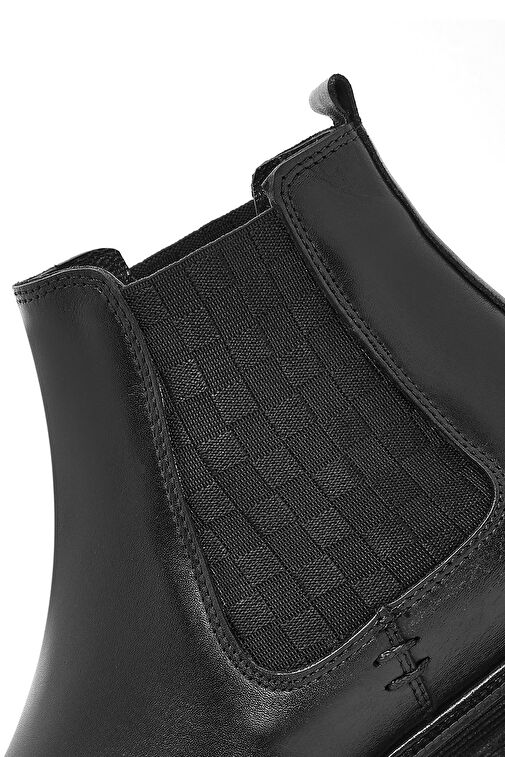 Erkek Siyah Deri Chelsea Bot 24WFD654418 - Görsel 9