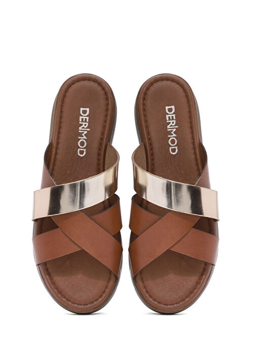 Derimod Derimod Gold Kadın Taba Kalın Tabanlı Deri Terlik 25SFD333114 Sandalet & Terlik | Boyner Gold - 8. görsel