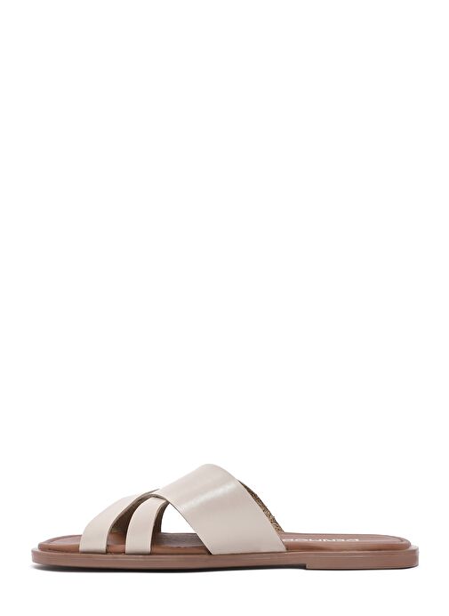 Kadın Krem Deri Terlik 25SFD332918 - Görsel 3