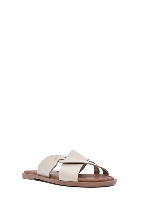 Kadın Krem Deri Terlik 25SFD332918 - Görsel 7