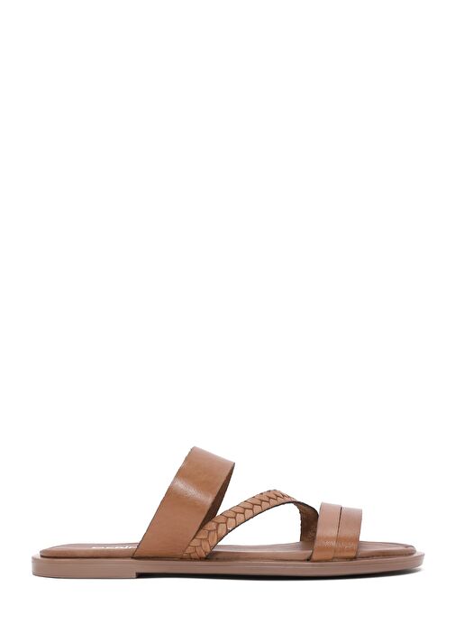 Kadın Taba Örgü Detaylı Deri Terlik 25SFD333018 - Görsel 2